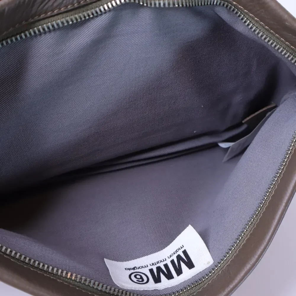 MM6 Dark Taupe Clutch Maison Martin Margiela Pebbled Leather Two Pocket Wallet